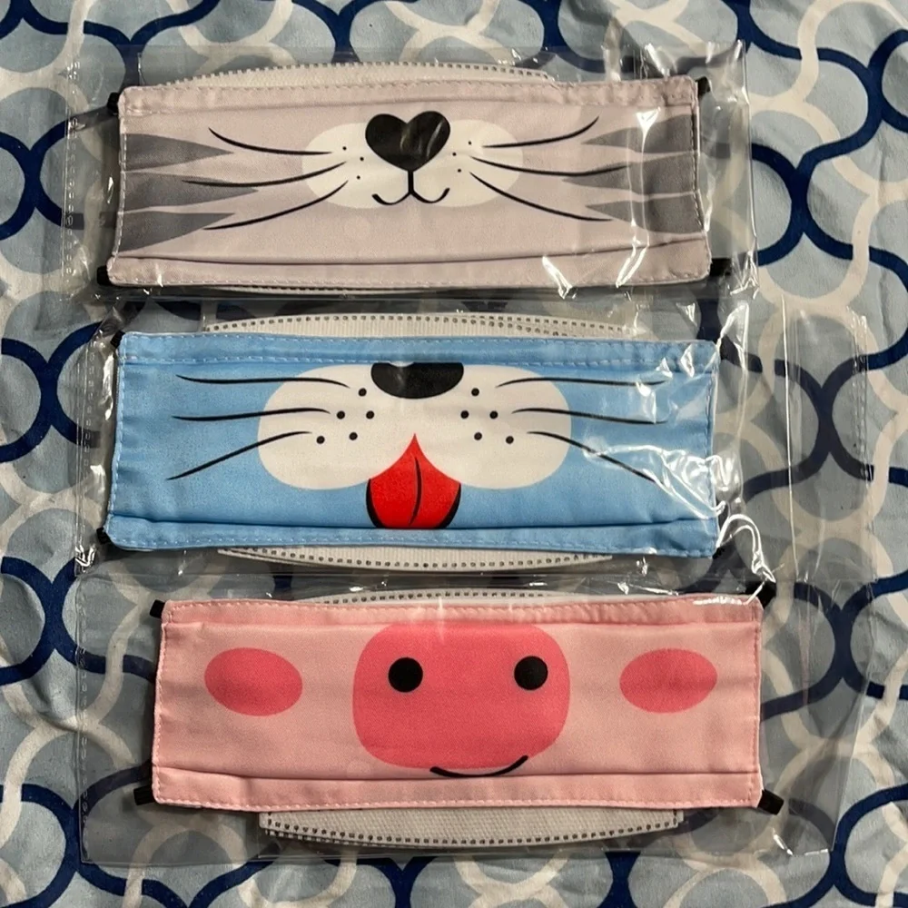 New set/3 animal face kid’s face masks